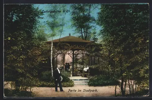 AK Ludwigshafen a. Rh., Partie im Stadtpark
