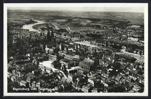 AK Regensburg, Ansicht vom Flugzeug aus