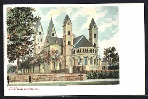 AK Koblenz, Aussenansicht der Castorkirche