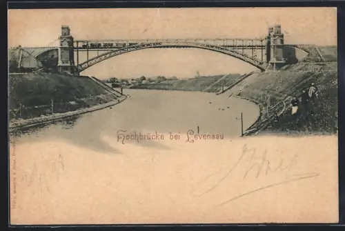 AK Levensau, Hochbrücke mit Eisenbahn