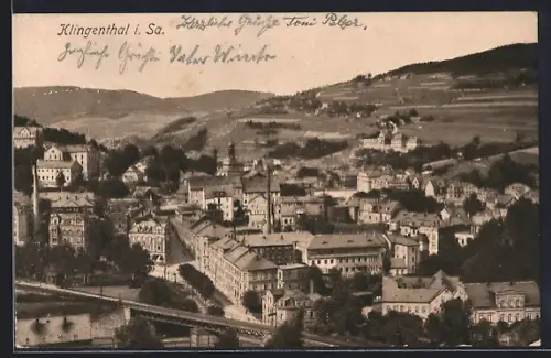 AK Klingenthal i. Sa., Teilansicht mit Strassenpartie