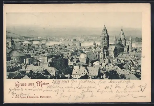 AK Mainz, Teilansicht mit Kirche