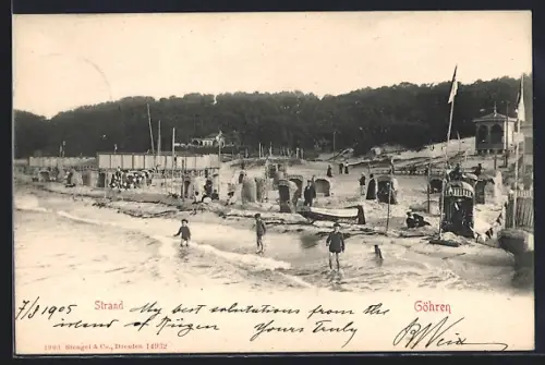 AK Göhren / Rügen, Strand mit Kindern