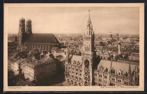 AK München, Rathaus mit Frauenkirche