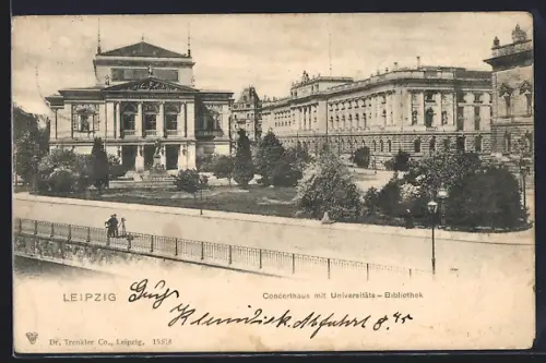 AK Leipzig, Conzerthaus mit Universitätsbibliothek