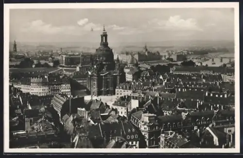 AK Dresden, Blick von der Kreuzkirche zur Frauenkirche