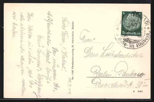 AK Ahlbeck /Ostsee, Strandpartie mit Segelboot