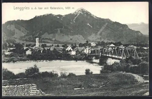 AK Lenggries, Totalansicht mit Kirche und Geierstein
