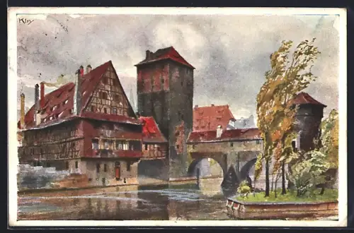 Künstler-AK Heinrich Kley: Nürnberg, Am Henkersteg