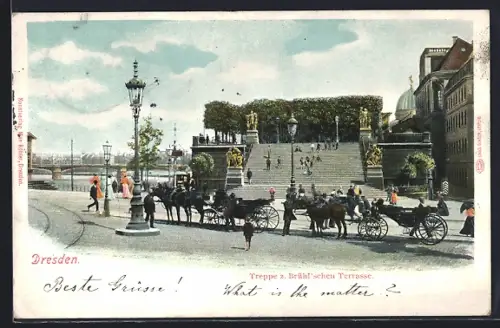 AK Dresden, Treppe z. Brühl'schen Terrasse