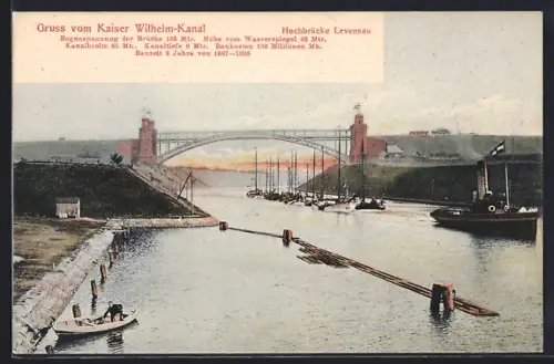AK Levensau, Hochbrücke über den Kaiser-Wilhelm-Kanal