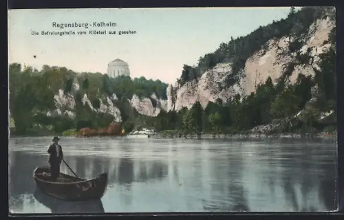 AK Regensburg, Befreiungshalle vom Klösterl aus gesehen