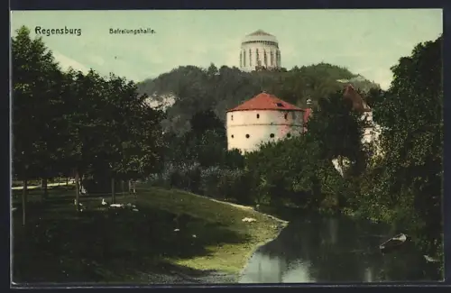AK Regensburg, Blick zur Befreiungshalle