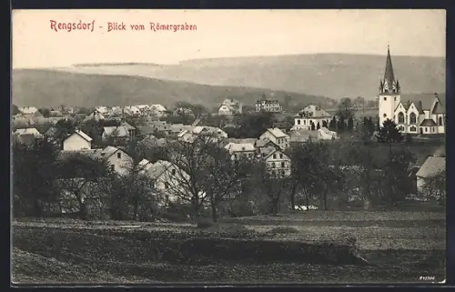 AK Rengsdorf, Blick vom Römergraben mit Kirche