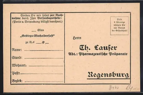 AK Regensburg, Werbung Firma Th. Lauser, Mann mit langem Bart