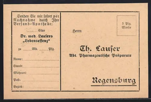 AK Regensburg, Werbung der Fima Th. Lauser