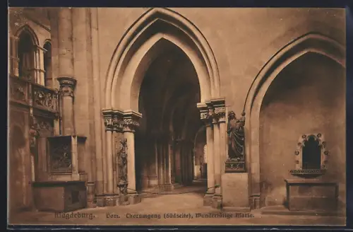 AK Magdeburg, Dom, Chorumgang, Südseite, Wuntertätige Maria