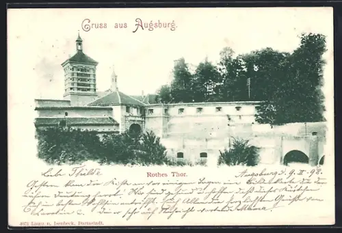 AK Augsburg, Blick aufs rothe Thor