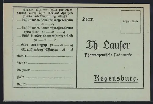AK Regensburg, Werbung der Fima Th. Lauser