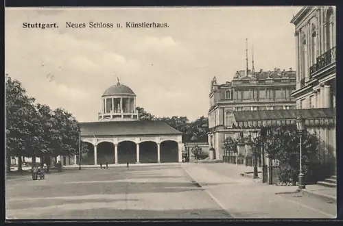 AK Stuttgart, Partie am neuen Schloss mit Künstlerhaus