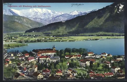 AK Tegernsee, Ortsansicht mit Blauberg und Schildenstein