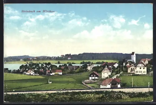 AK Steinebach am Wörthsee, Ortsansicht mit See