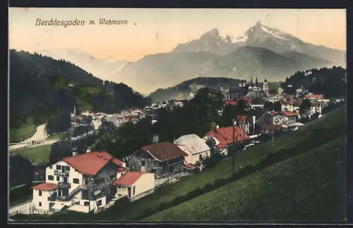 AK Berchtesgaden, Ortsansicht mit Watzmann