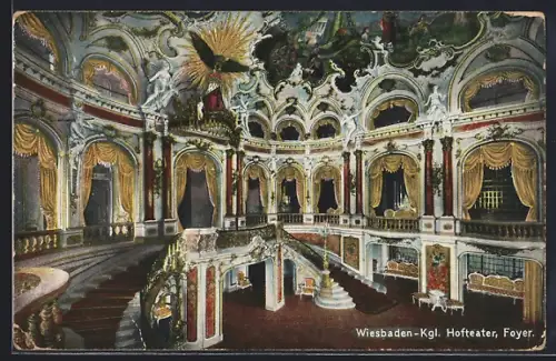 AK Wiesbaden, Foyer des kgl. Hoftheaters