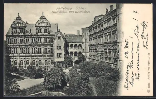 AK Heidelberg, Friedrichsbau und Otto Heinrichsbau vom Schloss