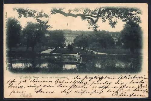 AK Ludwigsburg / Württemberg, Partie im Schlossgarten