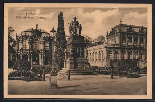 AK Dresden, Friedrich-August-Denkmal am Zwinger