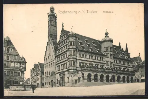 AK Rothenburg / Tauber, Partie am Rathaus