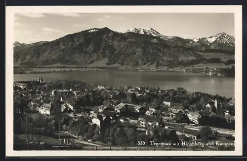 AK Tegernsee, Panorama mit Hirschberg und Kampen