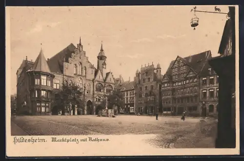 AK Hildesheim, Marktplatz mit Rathaus