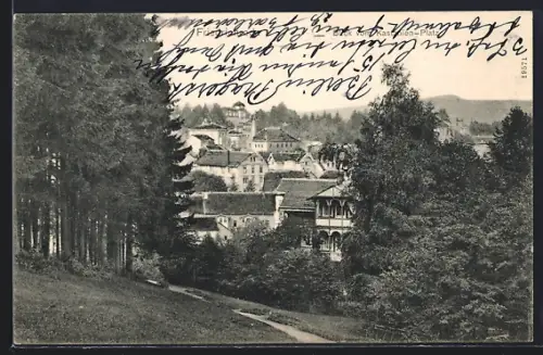 AK Friedrichroda, Blick vom Kastanien-Platz auf den Ort
