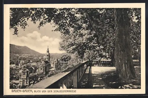 AK Baden-Baden, Blick von der Schlossterrasse