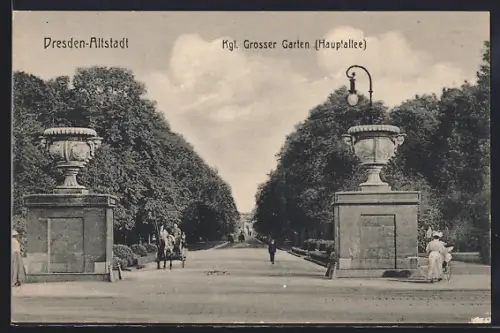 AK Dresden, Hauptallee im Kgl. Grossen Garten