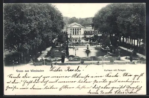 AK Wiesbaden, Kurhaus mit Anlagen