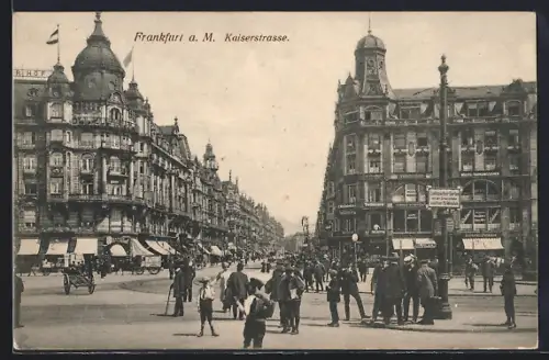 AK Frankfurt a. M., Stadtleben auf der Kaiserstrasse
