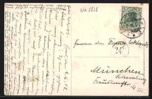 AK Bad Ems, Partie a. d. Lahn und Bismarckturm