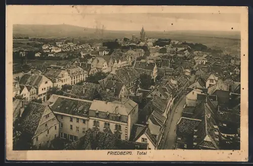 AK Friedberg / Hessen, Total aus der Vogelschau mit Kirche