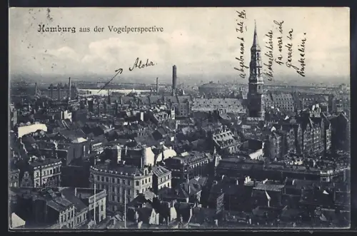 AK Hamburg, Ortsansicht aus der Vogelschau