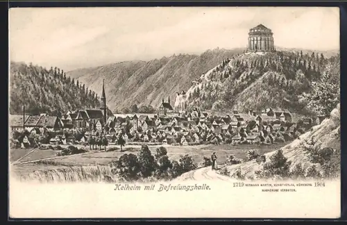 AK Kelheim, Ortsansicht mit Befreiungshalle