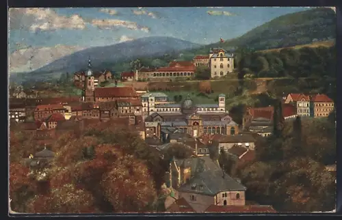 Künstler-AK Baden-Baden, Blick von der Friedrichshöhe