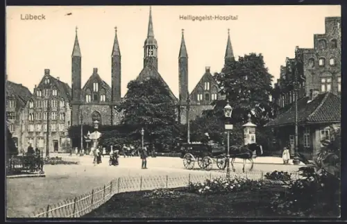 AK Lübeck, Strassenleben vor dem Heiligegeist-Hospital