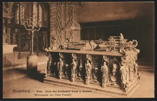 AK Magdeburg, Dom, Grab des Erzbischof Ernst von Sachsen