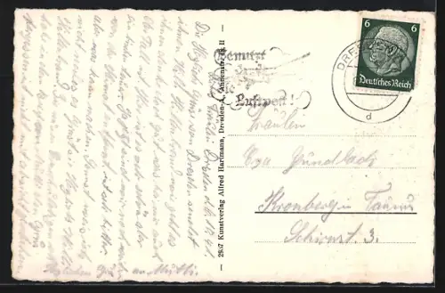 AK Dresden, Dampfer passiert die Carola-Brücke