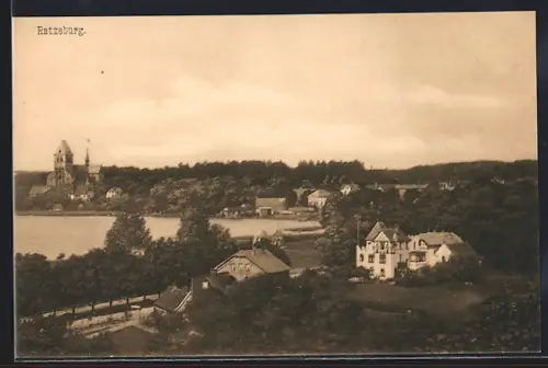 AK Ratzeburg i.L., Blick von den Villen zur Kirche