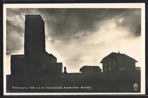 AK Feldberg /Schwarzwald, Gewitter am Feldbergturm
