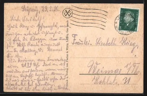 AK Leipzig, Augustusplatz mit Hauptpost